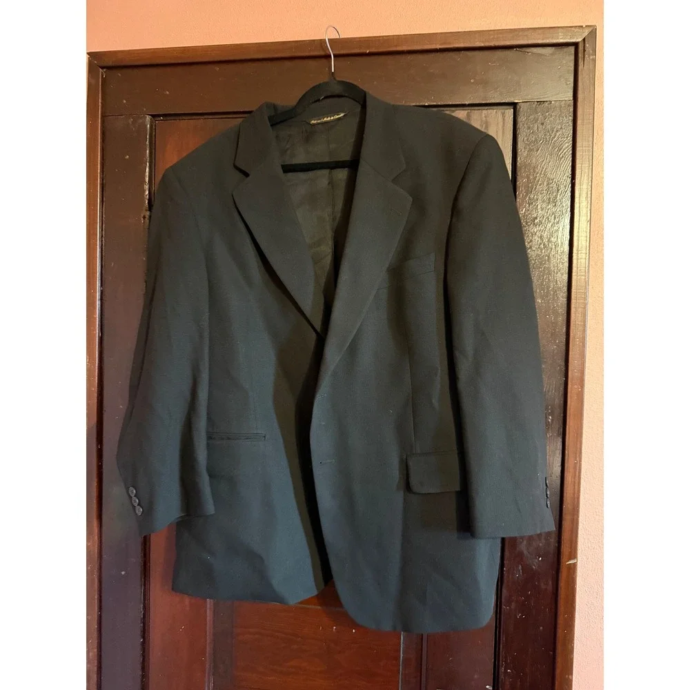 Paul Dione Executive Mens 46S Black 100% Wool Blazer Sport Coat Made in Canada